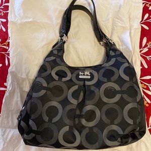 Coach Circles Black Grey Shoulder Handbag